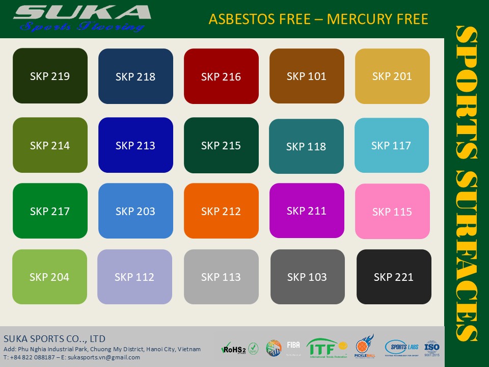 Màu Sơn Sân Pickleball Trong Nhà Và Ngoài Trời Chuẩn 2026 2 Bảng màu sân Pickleball SuKa Sports